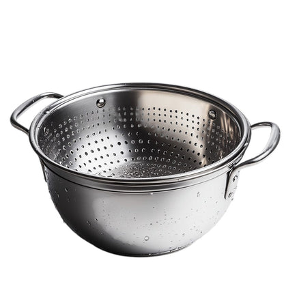 Iconw Stainless Steel Colander and Mixing Bowl Set - Micro-Perforated 2-Piece Kitchen Strainer