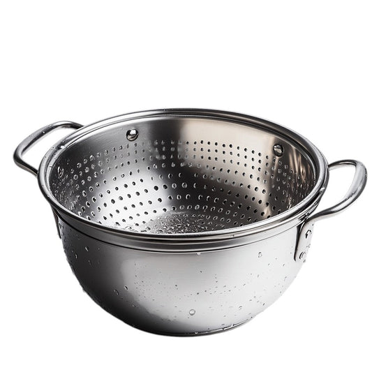 Iconw Stainless Steel Colander and Mixing Bowl Set - Micro-Perforated 2-Piece Kitchen Strainer