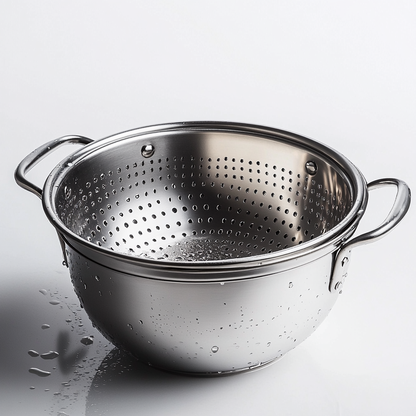 Iconw Stainless Steel Colander and Mixing Bowl Set - Micro-Perforated 2-Piece Kitchen Strainer