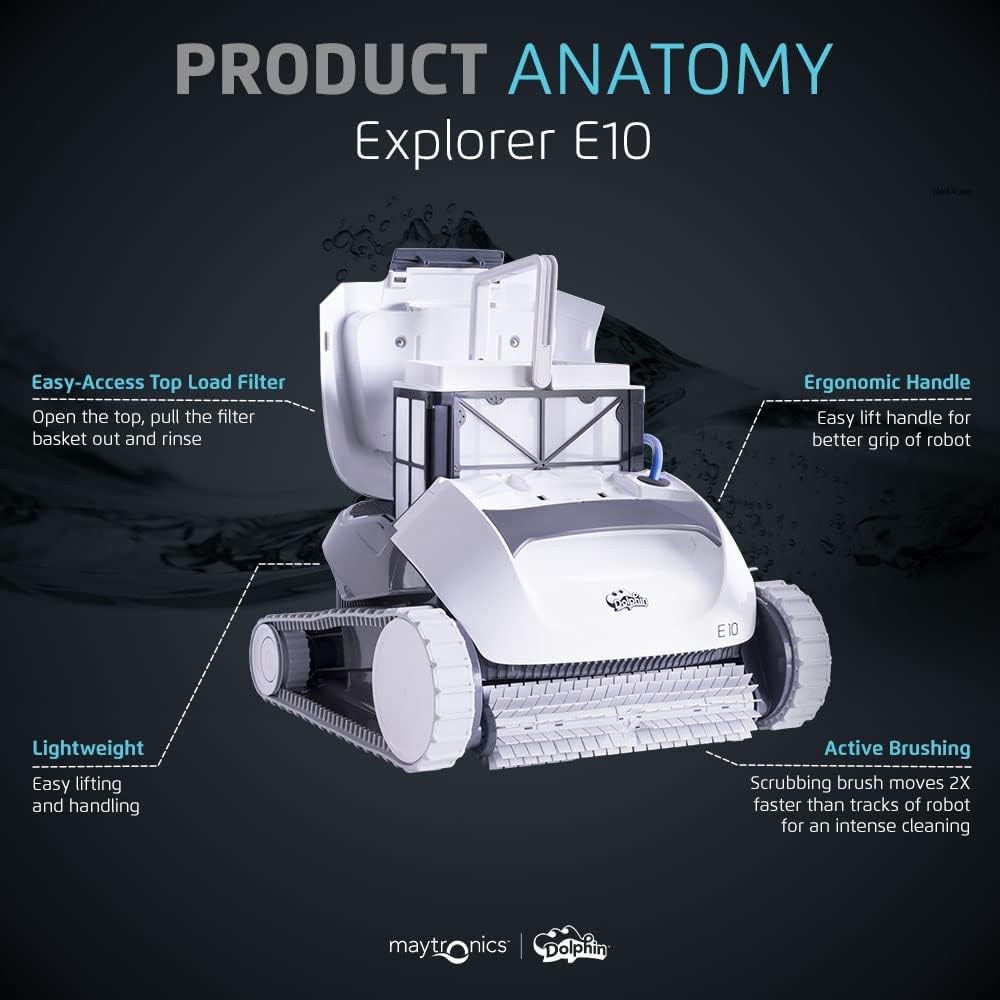 Robotic Pool Vacuum Cleaner All Pools up to 30 FT - Scrubber Brush Easy Top Load Filters