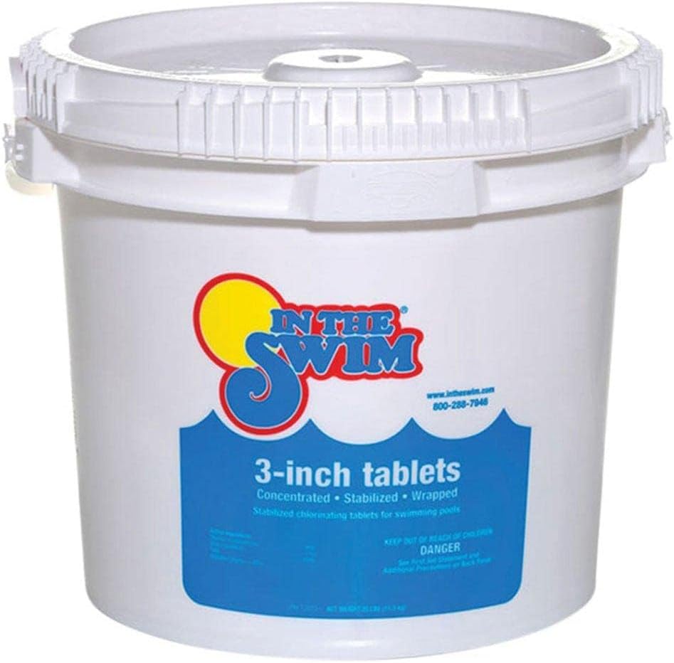 In The Swim 3 Inch Stabilized Chlorine Tablets for Sanitizing Swimming Pools - Individually Wrapped, Slow Dissolving - 90% Available Chlorine - Tri-Chlor - 50 Pounds