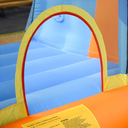 Kids Inflatable Water Slide 5-in-1 Bounce House Water Park Jumping Castle with Water Pool, Slide, Climbing Walls, & 2 Water Cannons, 450W Air Blower
