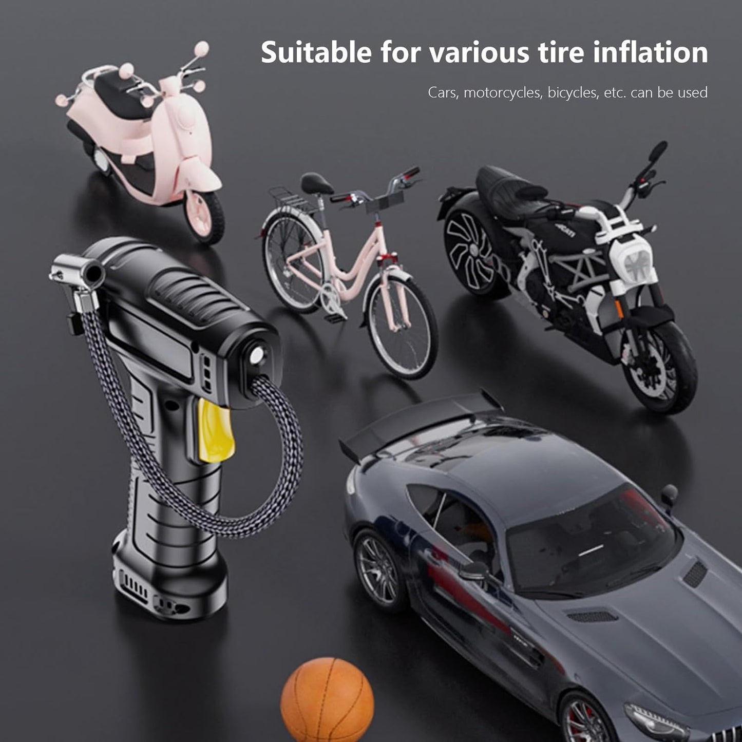 Tire Inflator Pump with Emergency LED Light - 12V