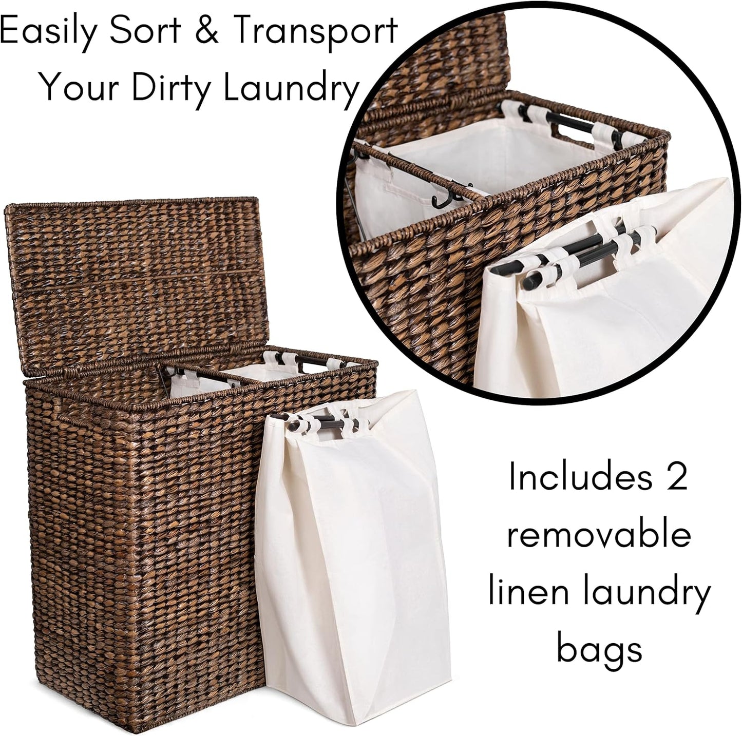 Extra large split gift basket with lining